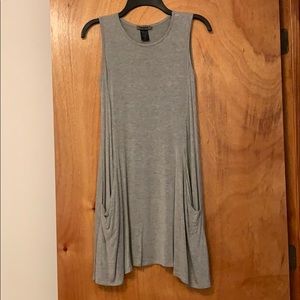 Gray Sleeveless Drape Style Dress with Pockets